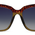 Peepers Frenchy Sunglasses in Green/Leopard Tortoise, front view of the square frames