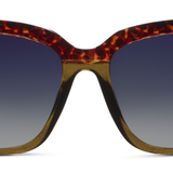 Peepers Frenchy Sunglasses in Green/Leopard Tortoise, front view of the square frames
