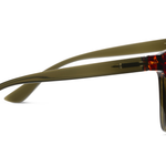 Peepers Frenchy Sunglasses in Green/Leopard Tortoise, side view of the olive green temple arm