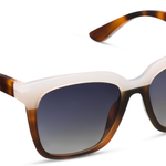 Peepers Frenchy Sunglasses in Mocha Tortoise/Cream, square frames with a cream top bar and gradient lenses, angled view