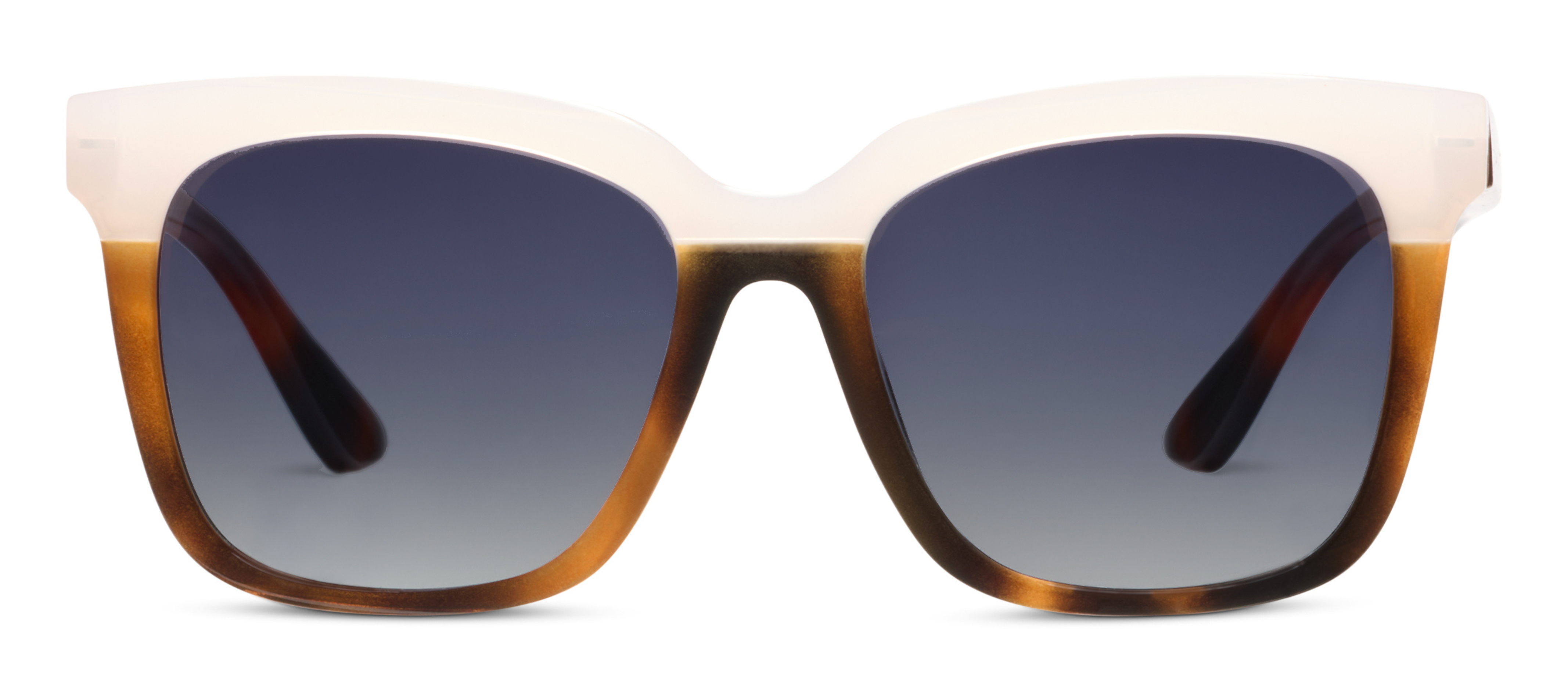 Peepers Frenchy Sunglasses in Mocha Tortoise/Cream, front view of the square frames