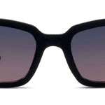 Peepers Myrtle Sunglasses in Black, front view of the square frames