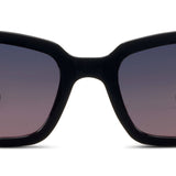 Peepers Myrtle Sunglasses in Black, front view of the square frames