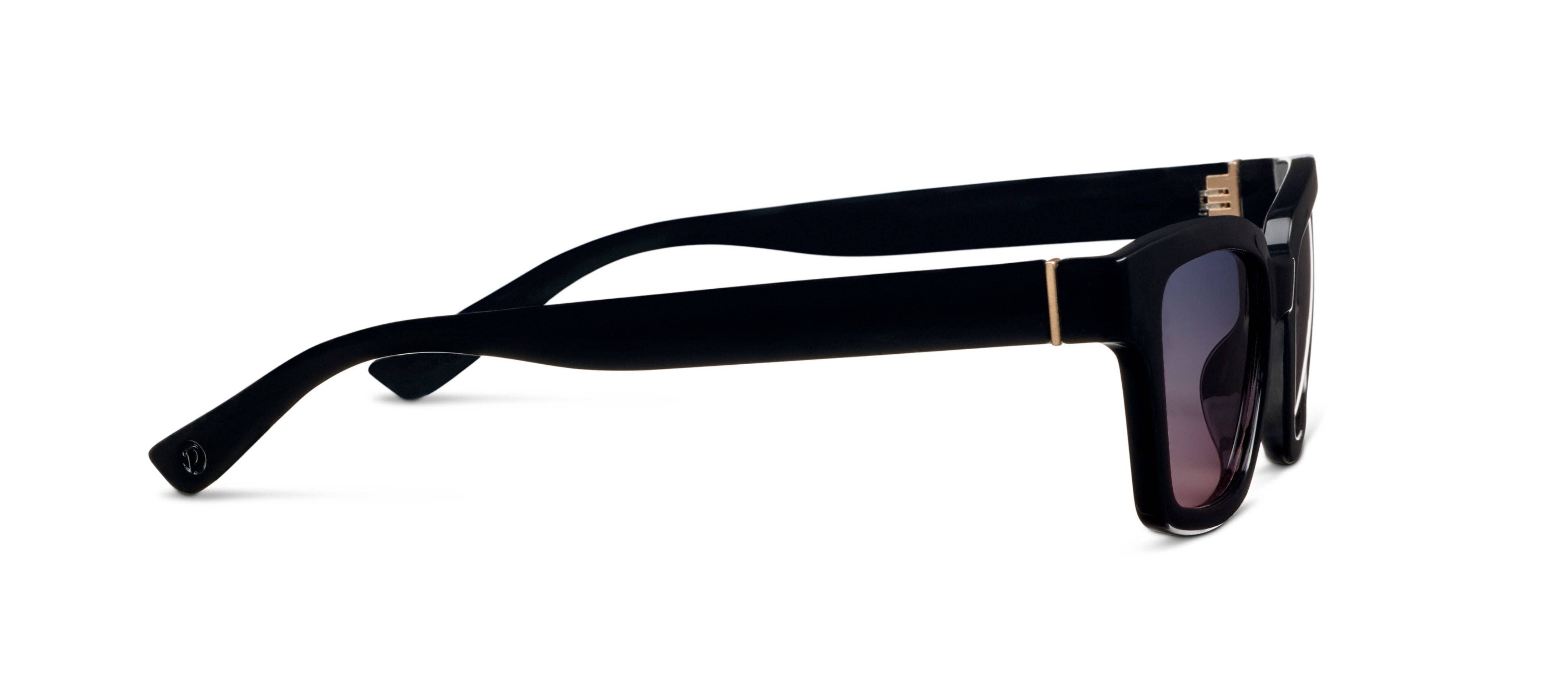Peepers Myrtle Sunglasses in Black, side view of the temple arm