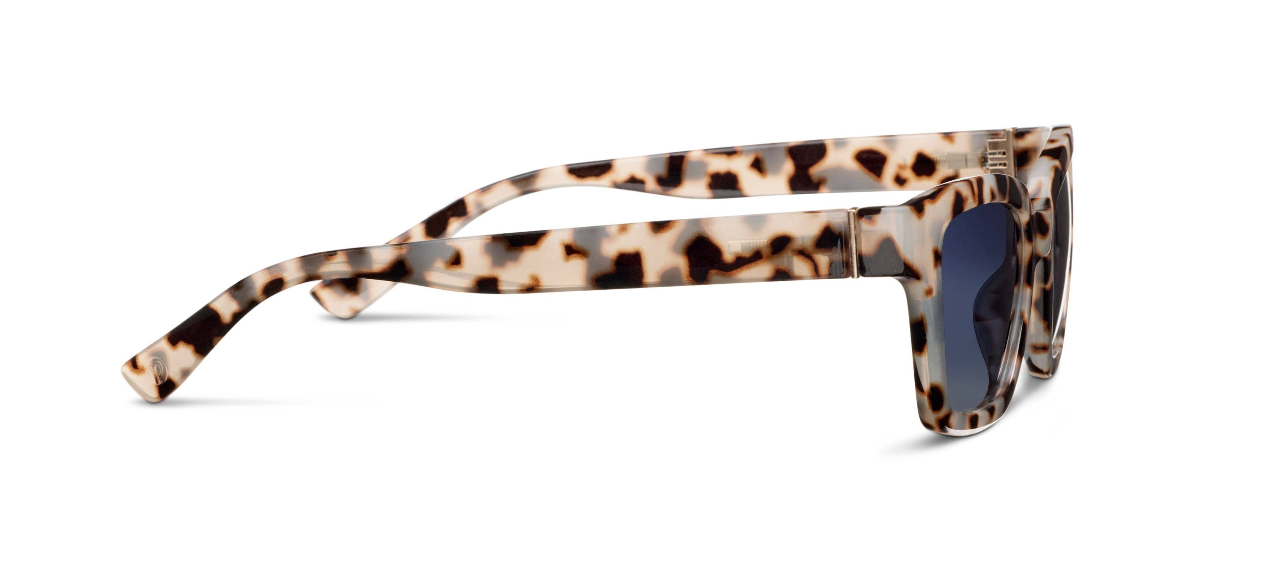 Peepers Myrtle Sunglasses in Gray Tortoise, side view of the temple arm