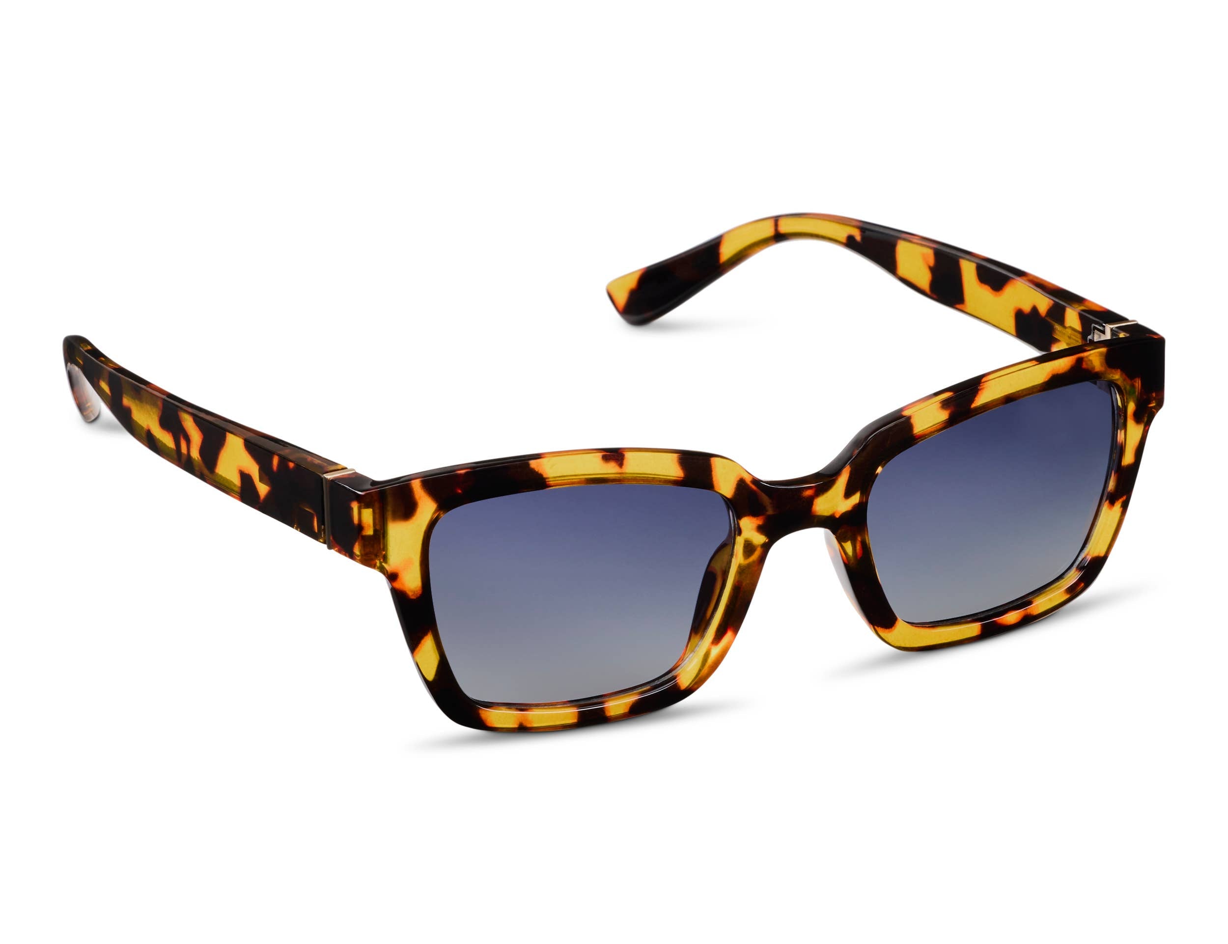 Peepers Myrtle Sunglasses in tortoise, square frames with gradient lenses, angled view