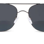 Peepers Palermo Sunglasses in Black, close-up of the bridge and nose pads