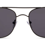Peepers Palermo Sunglasses in Black, front view of the double-bridge aviator frames