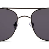 Peepers Palermo Sunglasses in Black, front view of the double-bridge aviator frames