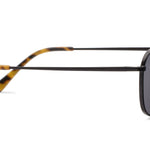 Peepers Palermo Sunglasses in Black, side view of the temple arm with tortoise tip