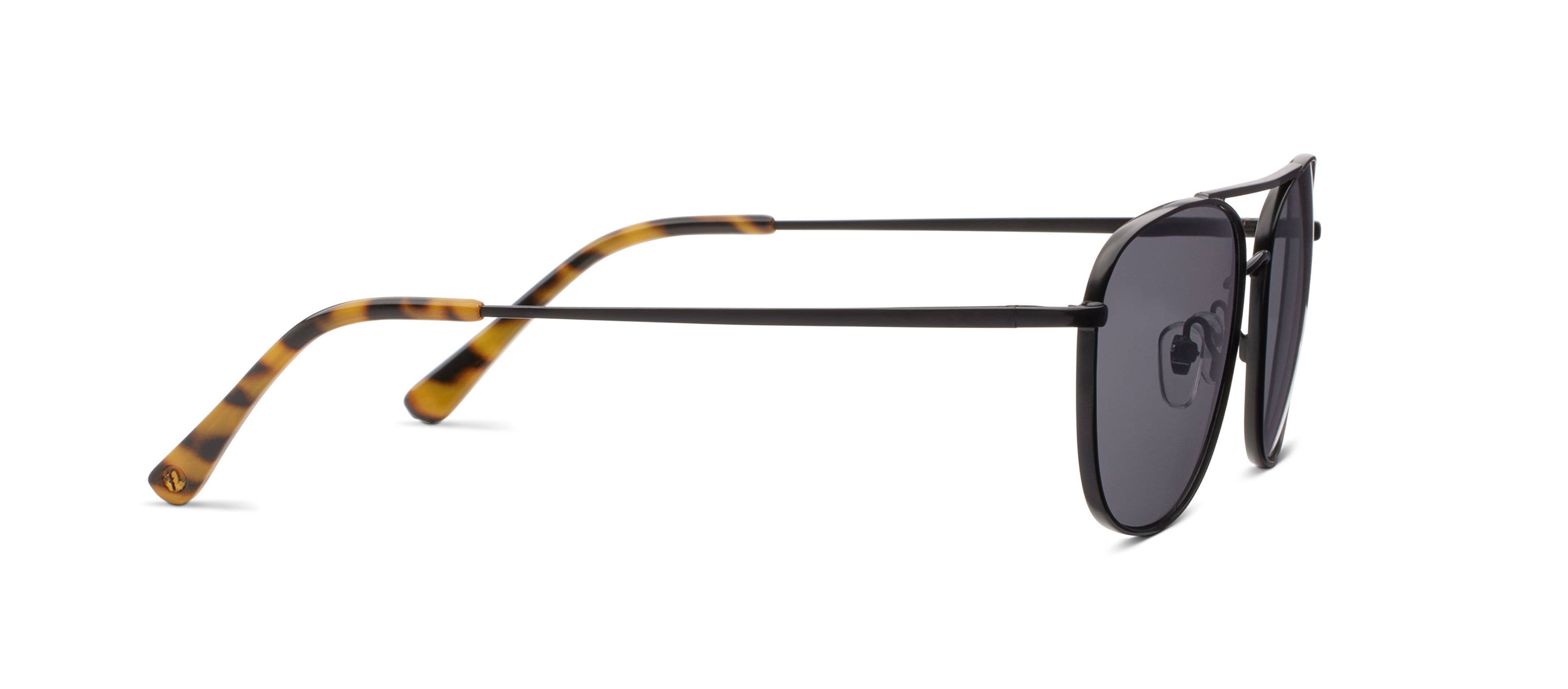 Peepers Palermo Sunglasses in Black, side view of the temple arm with tortoise tip