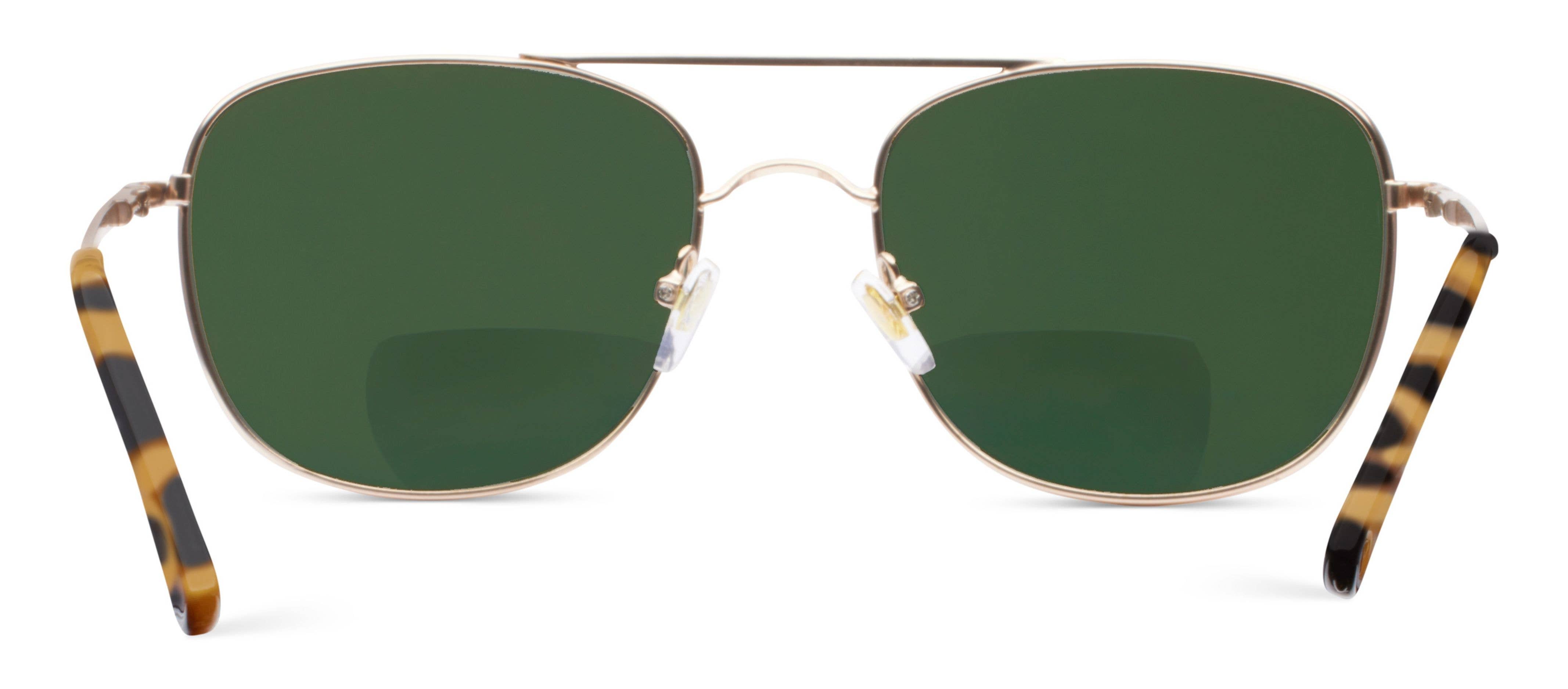Peepers Palermo Sunglasses in Gold, close-up of the bridge and nose pads