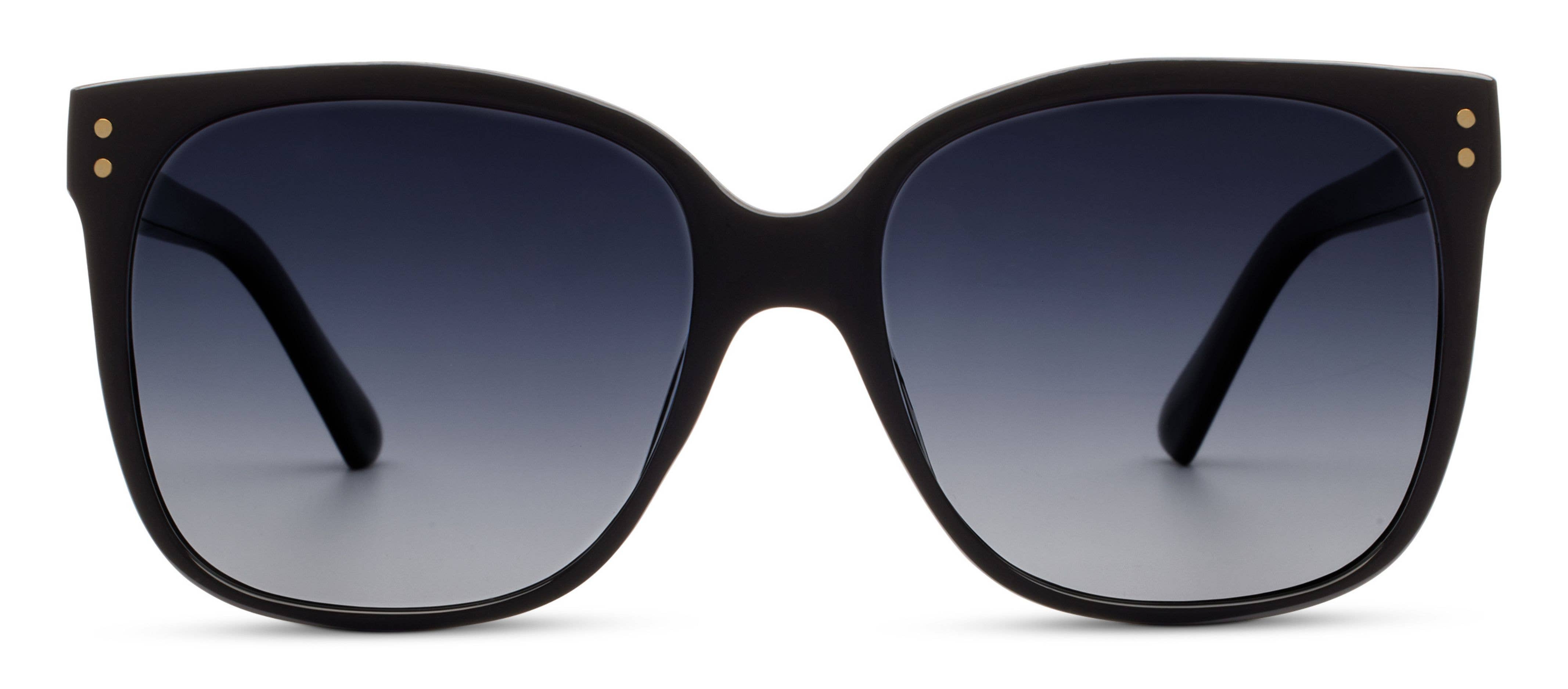 Peepers Poolside Sunglasses in Black, front view of the oversized square frames