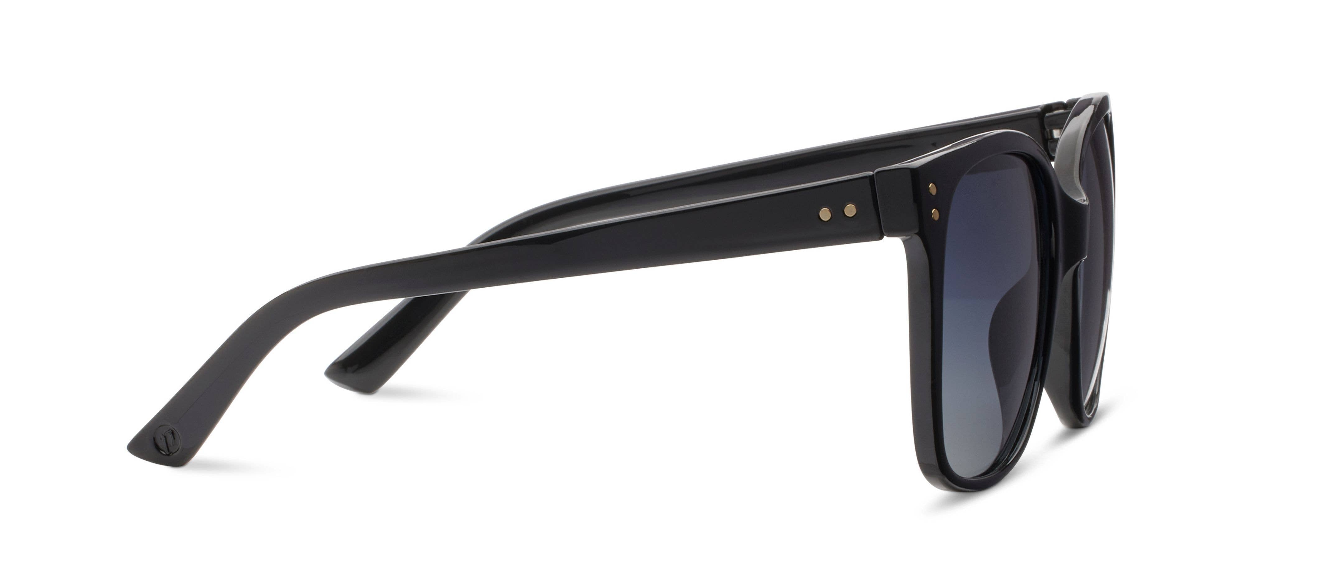 Peepers Poolside Sunglasses in Black, side view of the temple arm