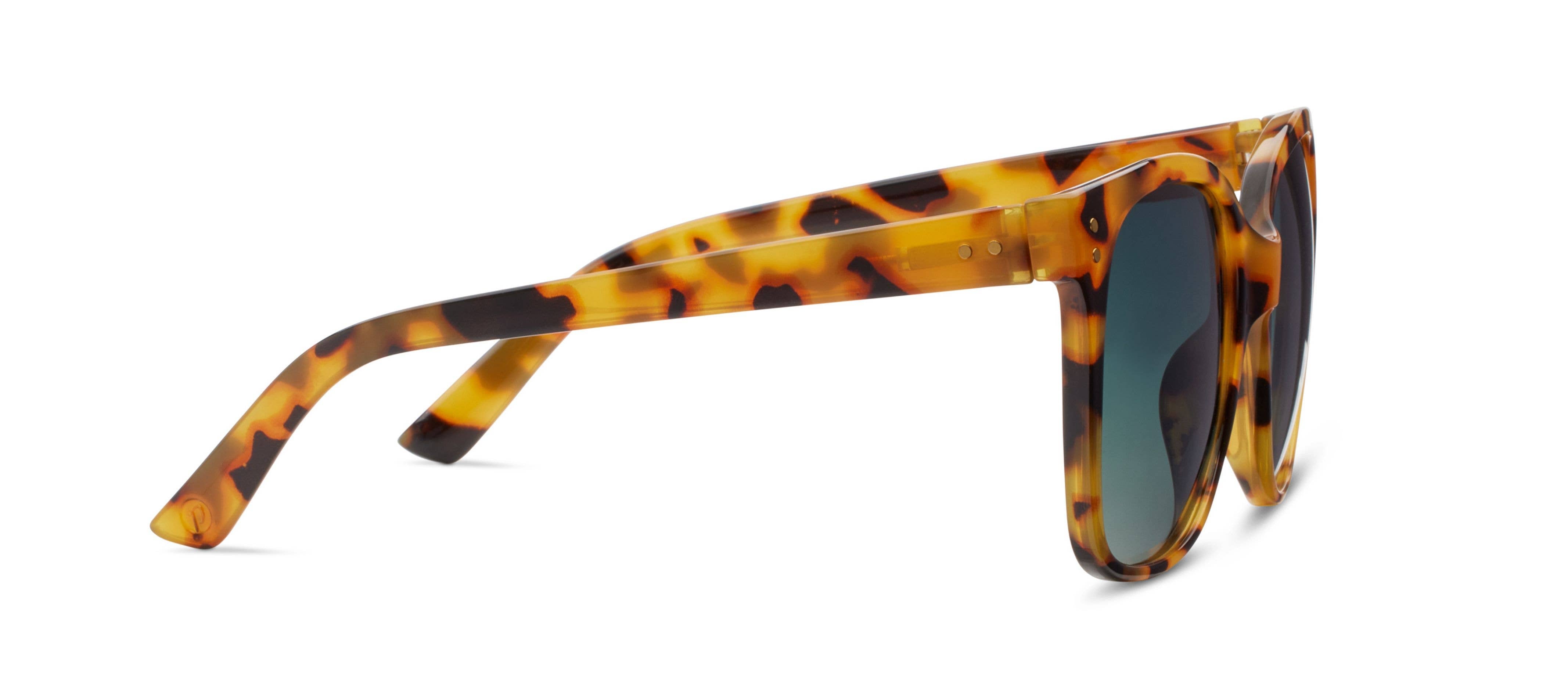 Peepers Poolside Sunglasses in Tokyo Tortoise, side view of the temple arm