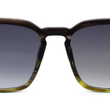 Peepers Shasta Sunglasses in black and olive gradient, front view of the square frames