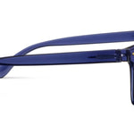 Peepers Shasta Sunglasses in Blue, side view of the temple arm