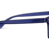 Peepers Shasta Sunglasses in Blue, side view of the temple arm
