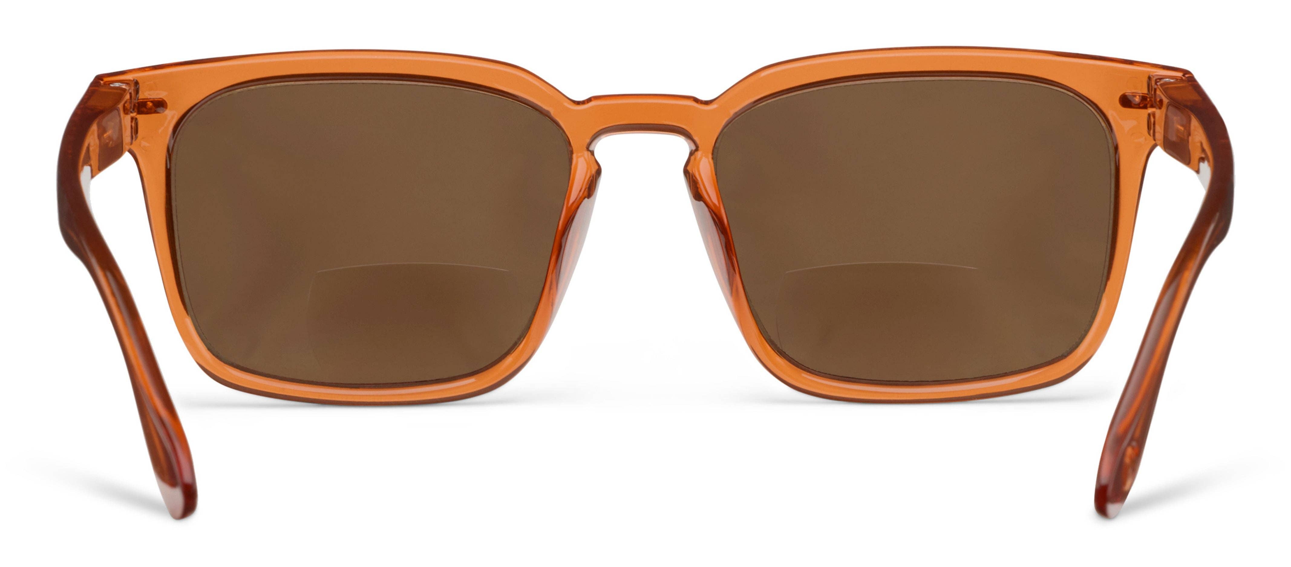 Peepers Shasta Sunglasses in Tan, close-up of the frame and brown lens