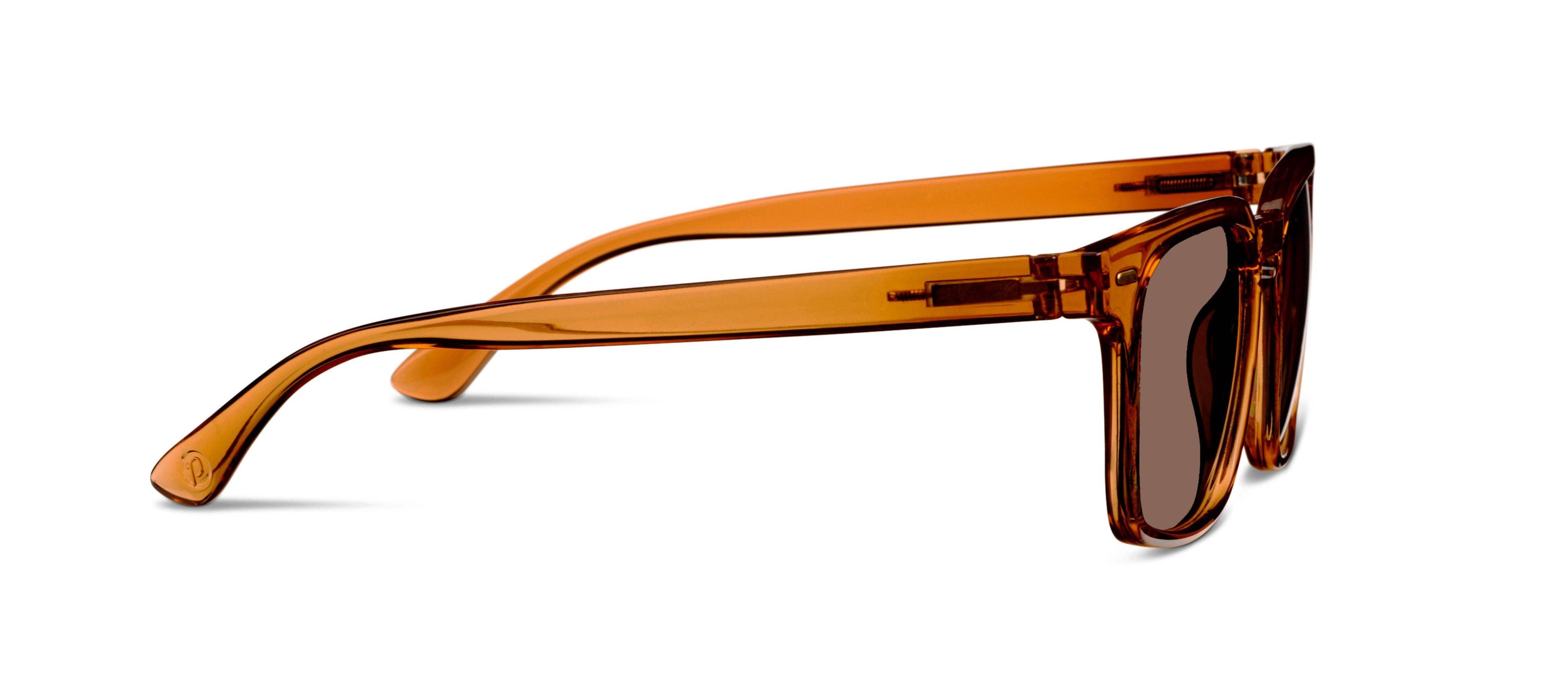 Peepers Shasta Sunglasses in Tan, side view of the temple arm