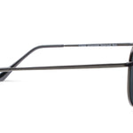 Peepers Ultraviolet Sunglasses in Black, side view of the thin metal temple arm