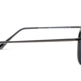 Peepers Ultraviolet Sunglasses in Black, side view of the thin metal temple arm