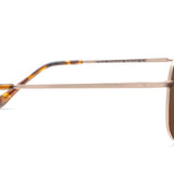 Peepers Ultraviolet Sunglasses in Gold, side view of the temple arm with tortoise tip