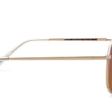 Peepers Ultraviolet Sunglasses in Pink/Gold, side view of the thin gold temple arm