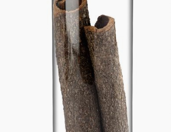 Rivsalt 100% Pure Cinnamon, whole cinnamon sticks in a clear glass tube with a labeled cap