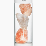Rivsalt Himalayan Rock Salt Refill, pink salt rocks in a clear glass tube