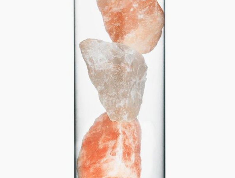 Rivsalt Himalayan Rock Salt Refill, pink salt rocks in a clear glass tube