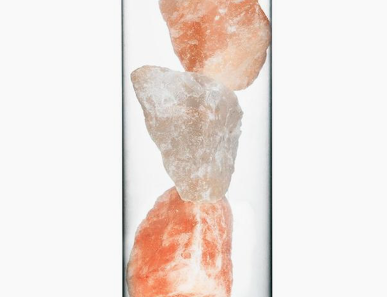 Rivsalt Himalayan Rock Salt Refill, pink salt rocks in a clear glass tube