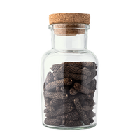 Rivsalt Java Long Pepper Refill in a glass jar with a cork stopper