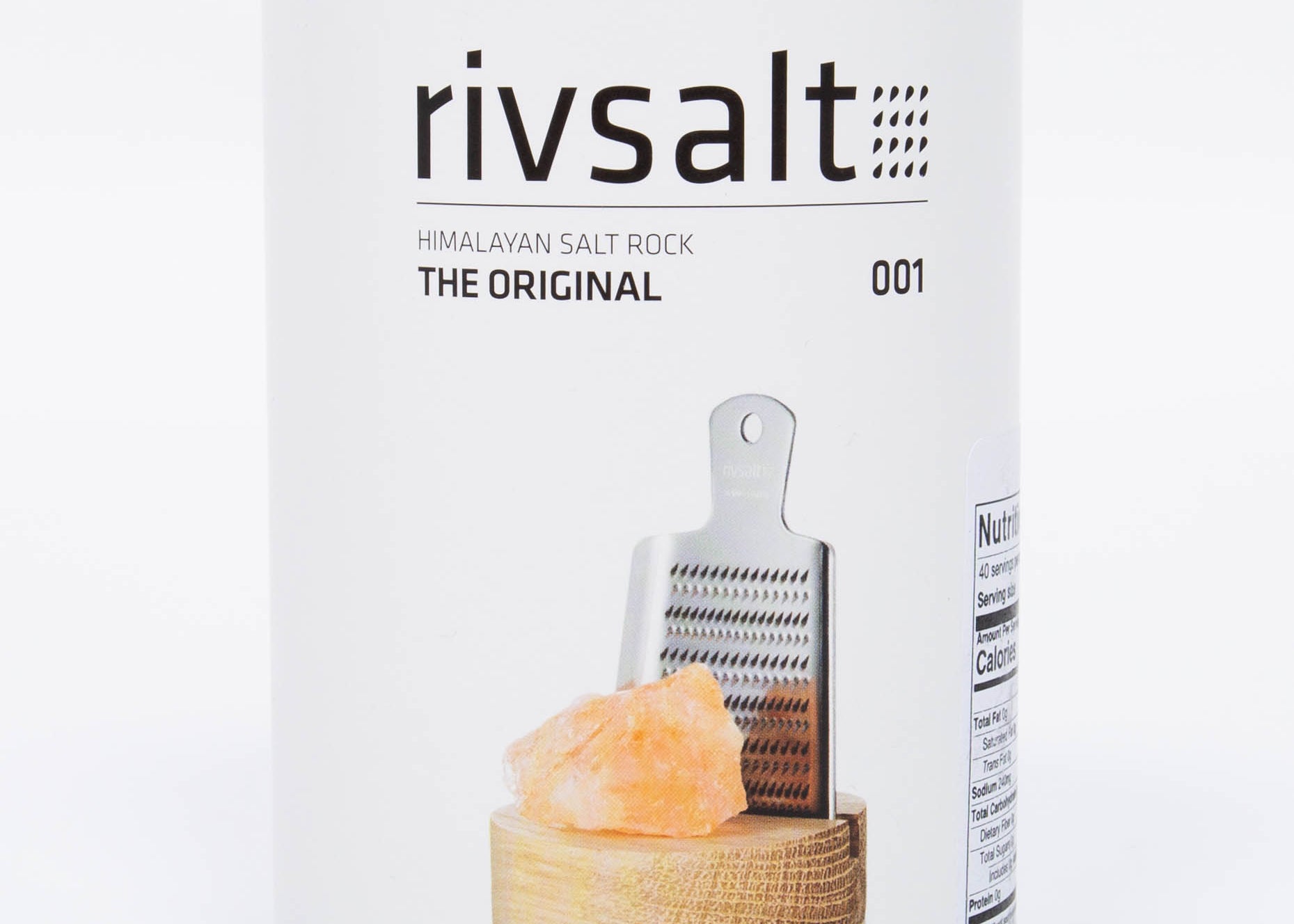 Rivsalt The Original Stainless Steel Salt Grater in its white retail tube with a window