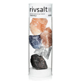 Rivsalt Taste Jr. salt selection, assorted colored salt rocks in a glass tube