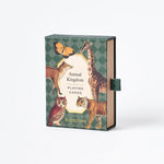 RoomyTown Animal Kingdom Playing Cards, green box with vintage giraffe, fox and tiger illustrations