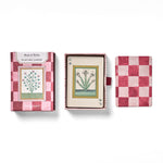RoomyTown Book of Herbs Playing Cards box, open deck and checkered card back laid out side by side