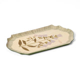 RoomyTown Enamel Tray in Campanula Bellflower, the oval tray shown at an angle