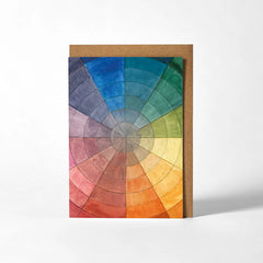 RoomyTown Otto Runge Color Wheel Greeting Card, a card printed with a vintage rainbow color wheel