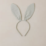 Rylee & Cru Bunny Headband in Eucalyptus Check, a sage green gingham bunny-ear headband