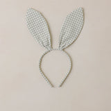 Rylee & Cru Bunny Headband in Eucalyptus Check, a sage green gingham bunny-ear headband