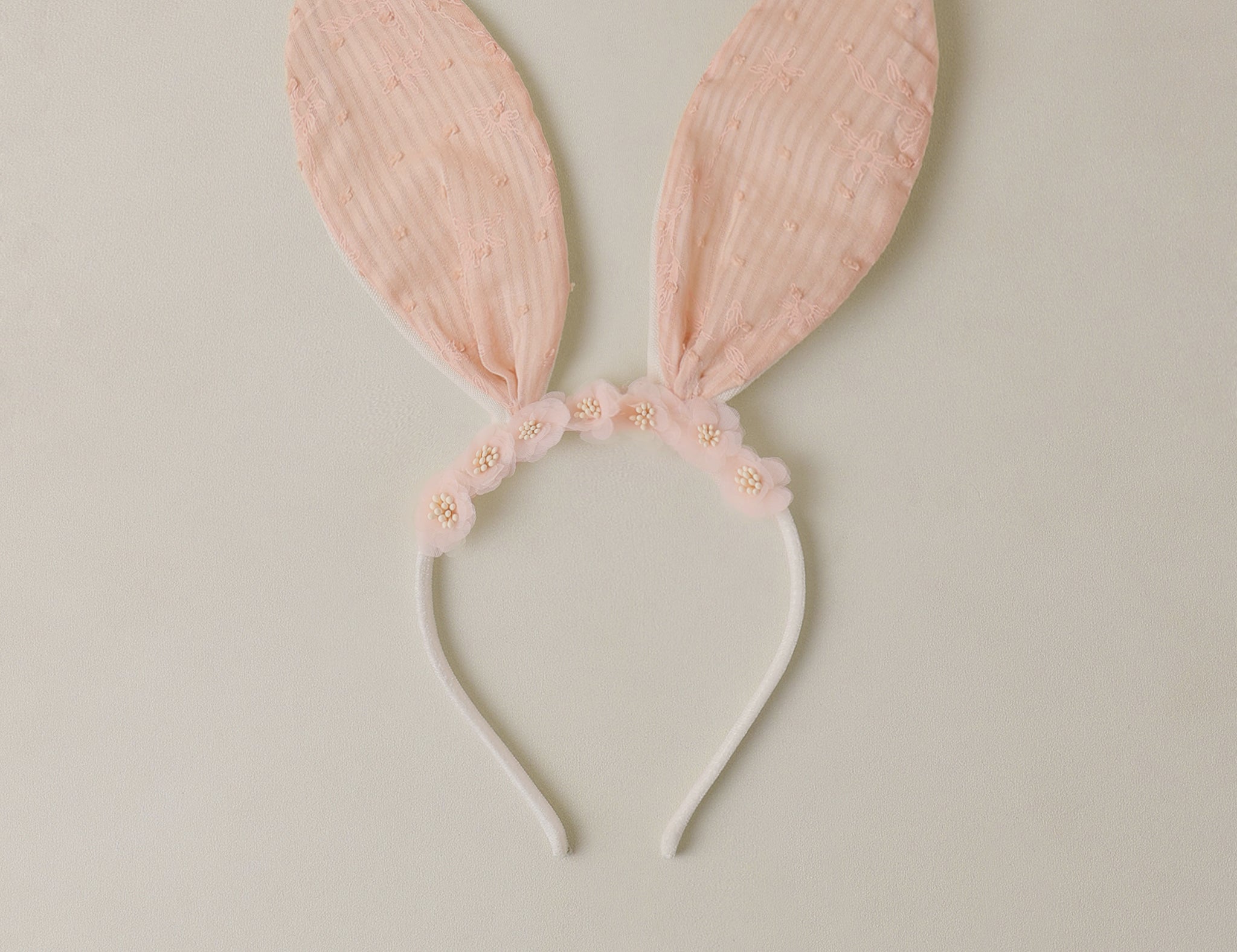 Rylee & Cru Bunny Headband in Petal, a light pink bunny-ear headband