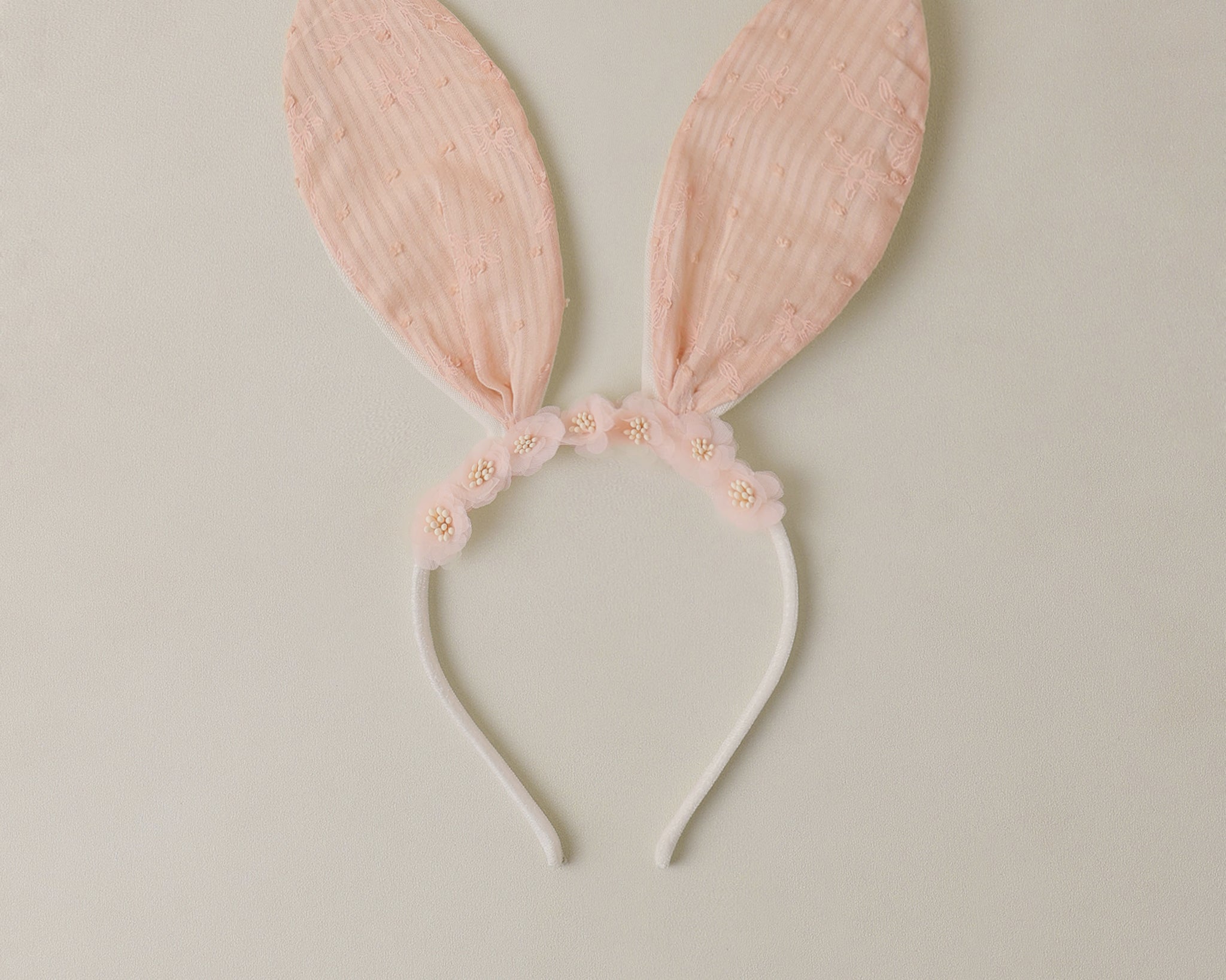Rylee & Cru Bunny Headband in Petal, a light pink bunny-ear headband