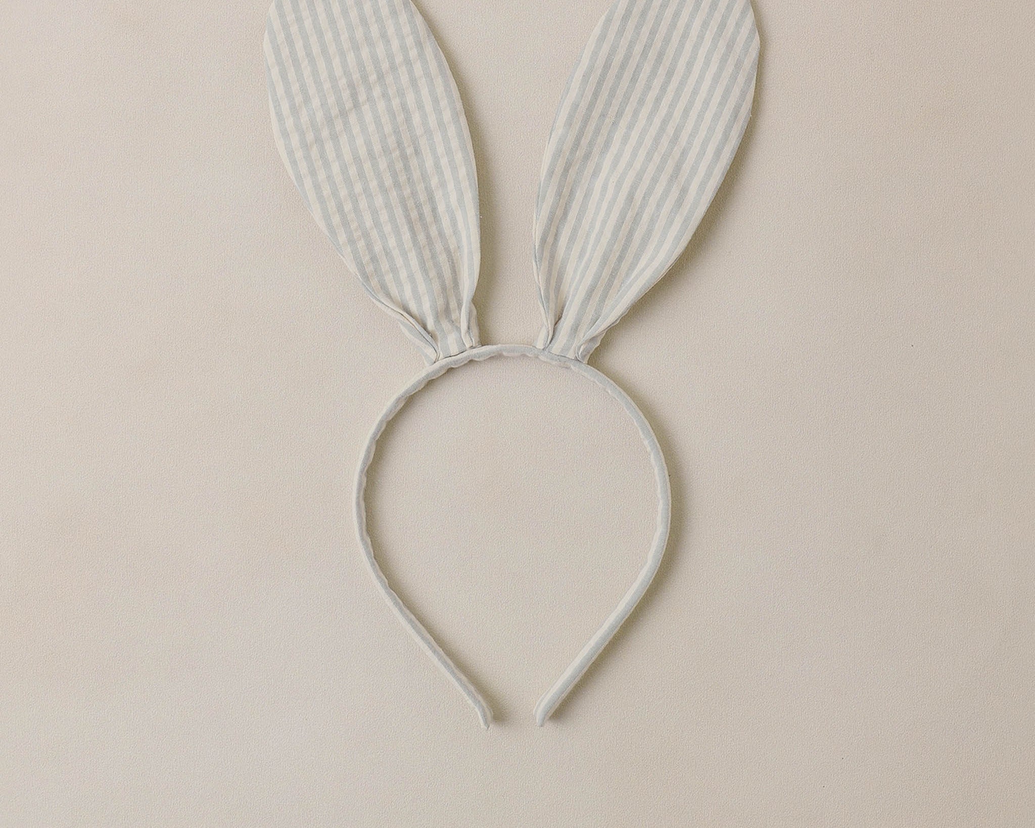 Rylee & Cru Bunny Headband in Sky Stripe, a soft blue and white striped bunny-ear headband