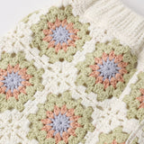 Close-up of the pastel granny-square crochet pattern on the Rylee & Cru Crochet Tank Set