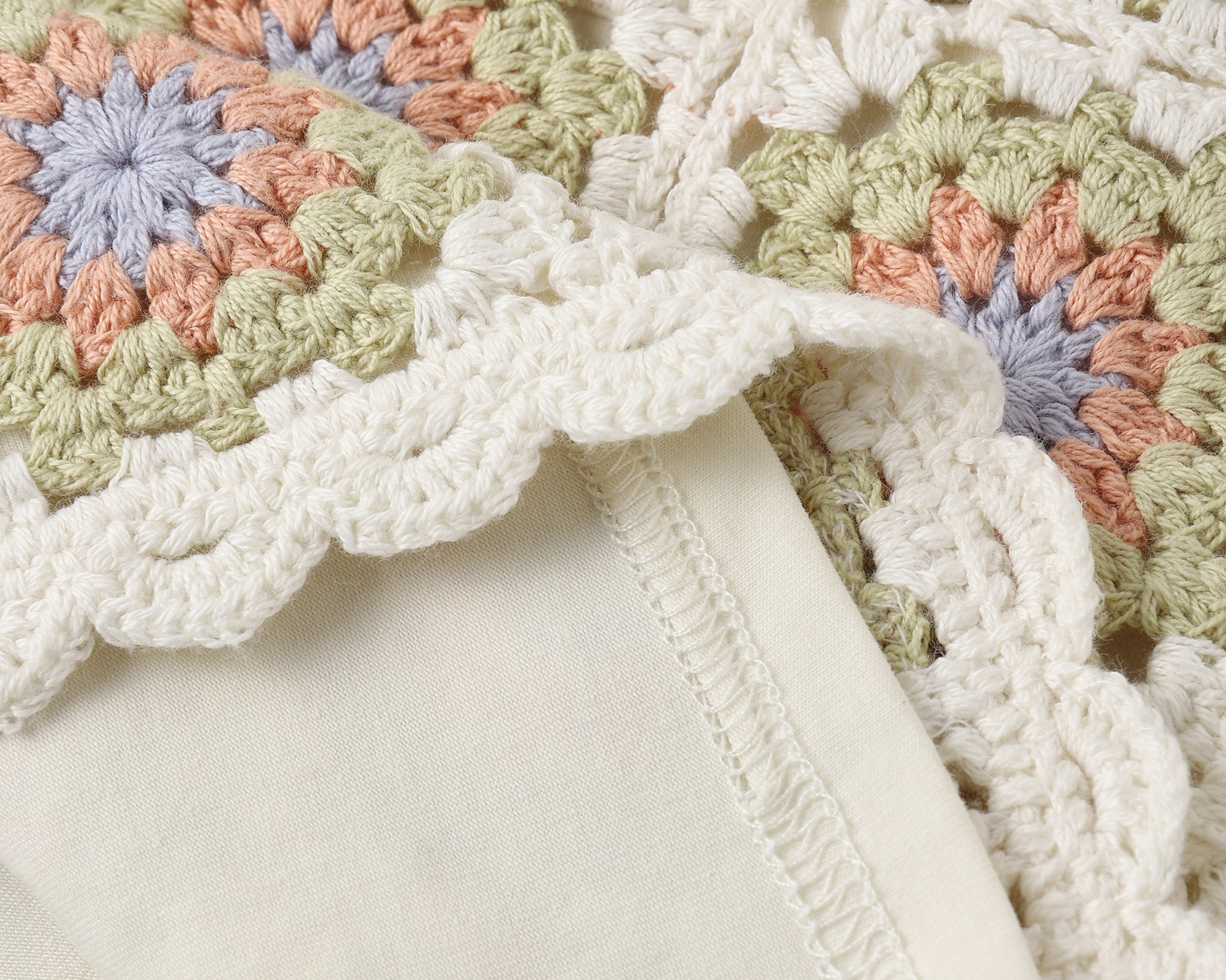 Close-up of the scalloped crochet hem on the Rylee & Cru Crochet Tank Set shorts