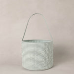 Rylee & Cru Easter Basket in Eucalyptus Check, a sage green gingham fabric basket with a handle