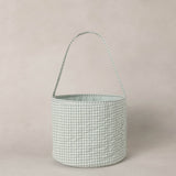 Rylee & Cru Easter Basket in Eucalyptus Check, a sage green gingham fabric basket with a handle