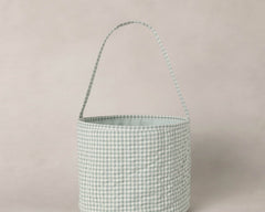 Rylee & Cru Easter Basket in Eucalyptus Check, a sage green gingham fabric basket with a handle