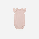 Rylee & Cru Flutter Sleeve Bodysuit in Blush, small front view on white